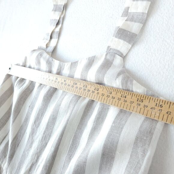 Linen Jumpsuit by Flavia Aranha Wide Stripe Overalls Beige Minimal Neutral Beach - Picture 5 of 12